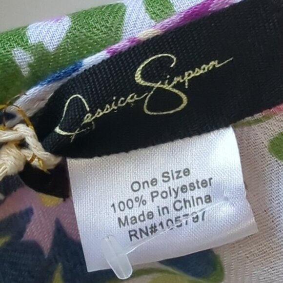 Jessica Simpson Size 72" x 29" Rectangle Scarf Pink Multicolored Florals - Picture 4 of 4